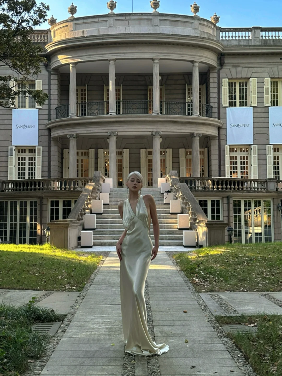 Classic Simple  A Line Halter Satin Open Back Long Evening Dress Party Dress SH3485