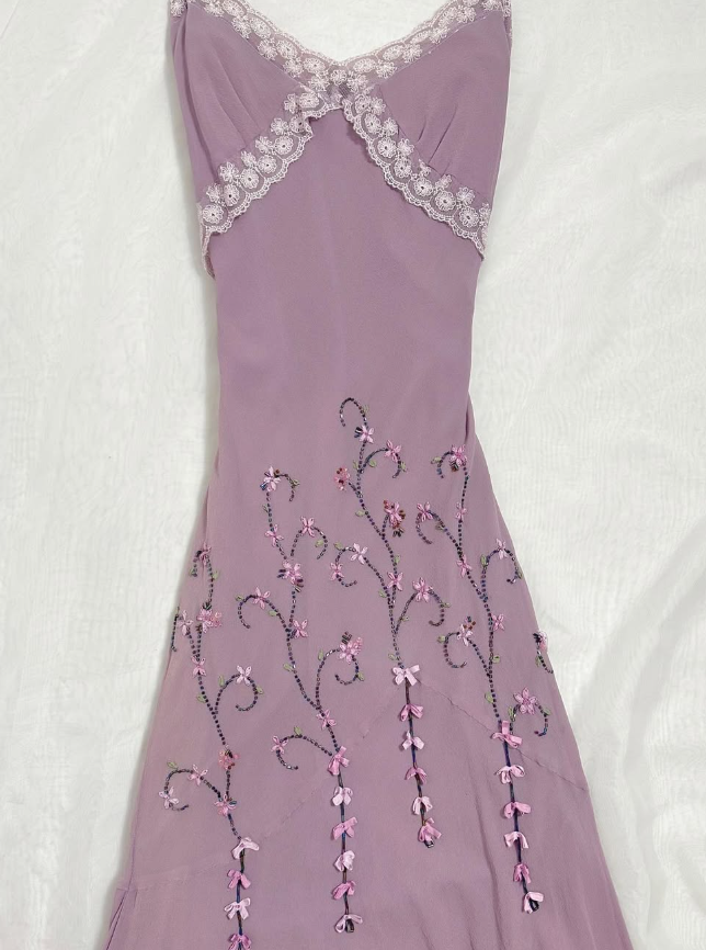 Vintage A Line Spaghetti Straps Beaded Purple Chiffon Prom Dress Party Dress SH3663