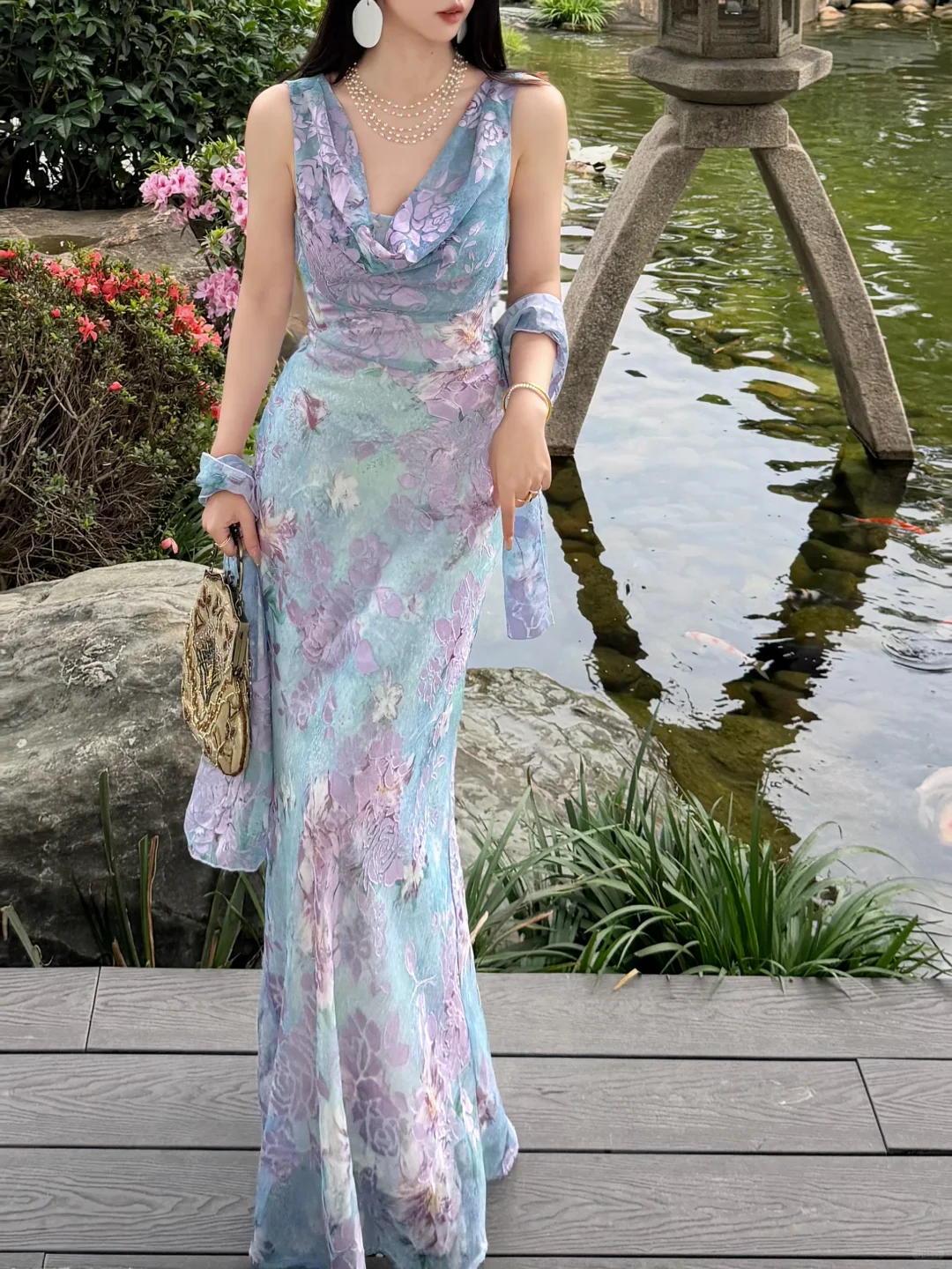 Beautiful Sheath Print Flower Colorful Chiffon Long Prom Dress Evening Dress SH6051