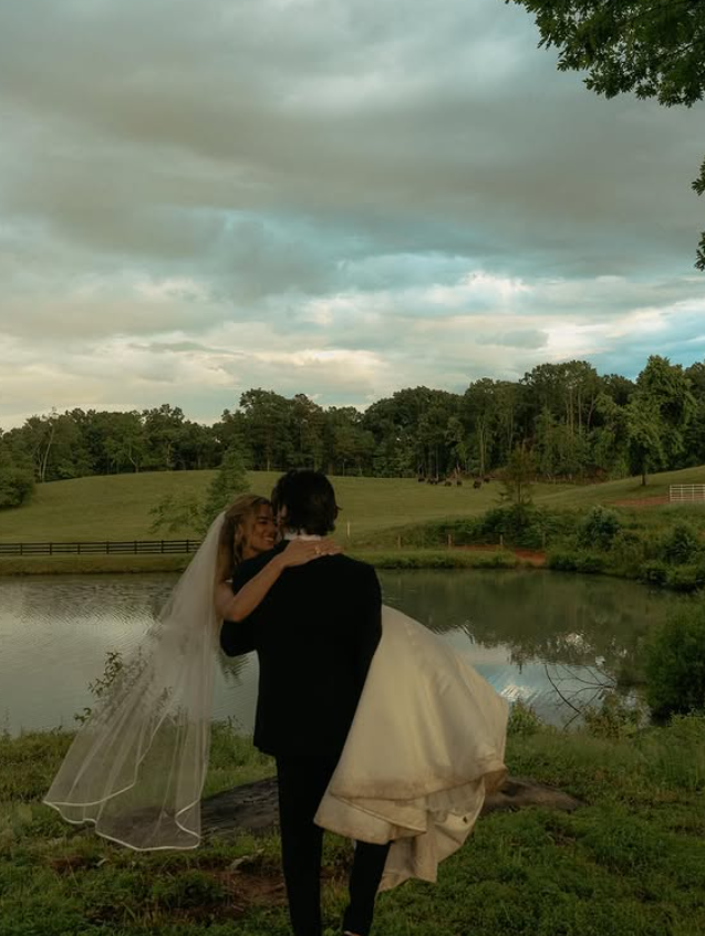 Elegant Ball Gown Off the Shoulder Pleated Simple Satin Wedding Dress SH4749