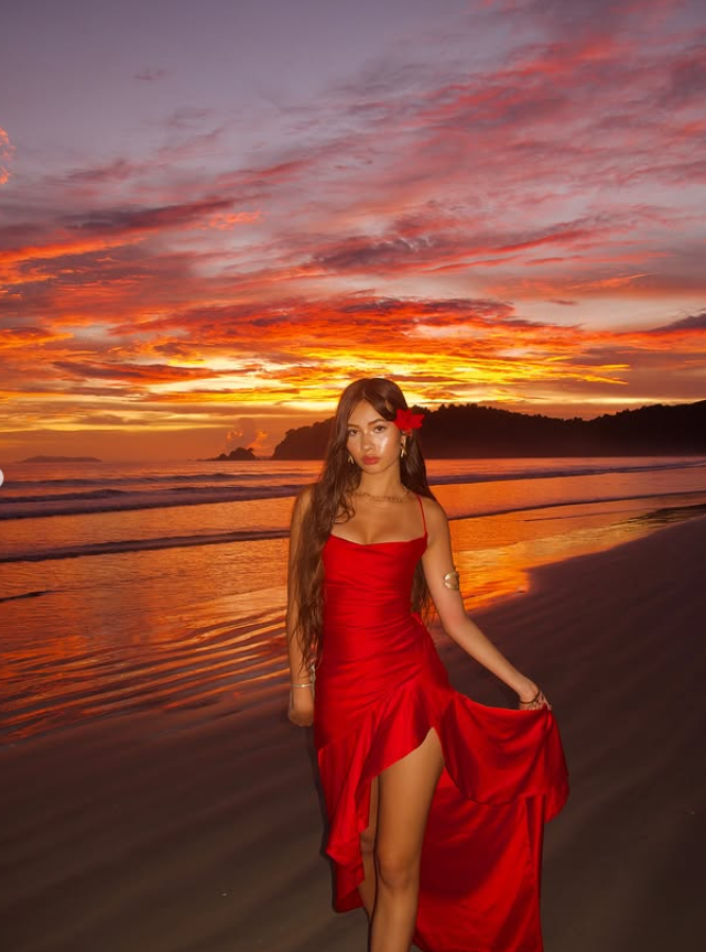 Red Mermaid Spaghetti Strap Ruffle Satin Open Back Prom Dress Vacation Dress with Slit SH4477