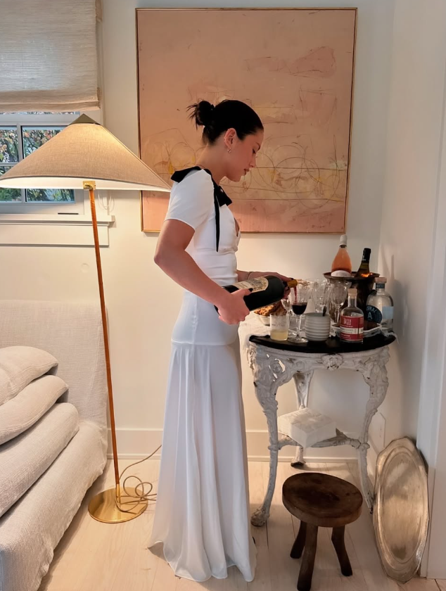 Cute A Line Puff Sleeve Black Bow White Satin Long Prom Dress Evening Dress SH7269
