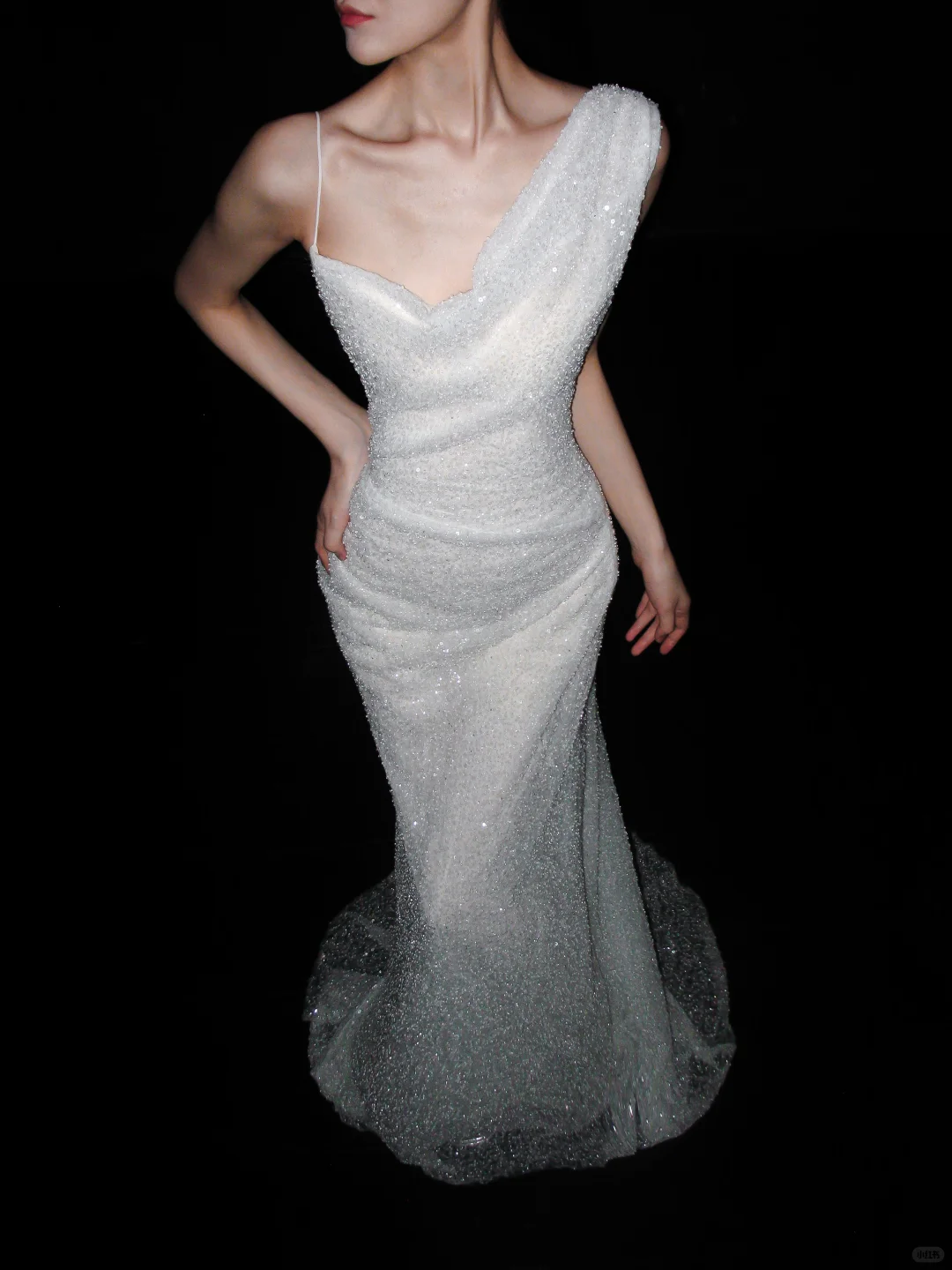 Shiny Glamorous Sheath Beaded Tulle Long Wedding Dress SH5973