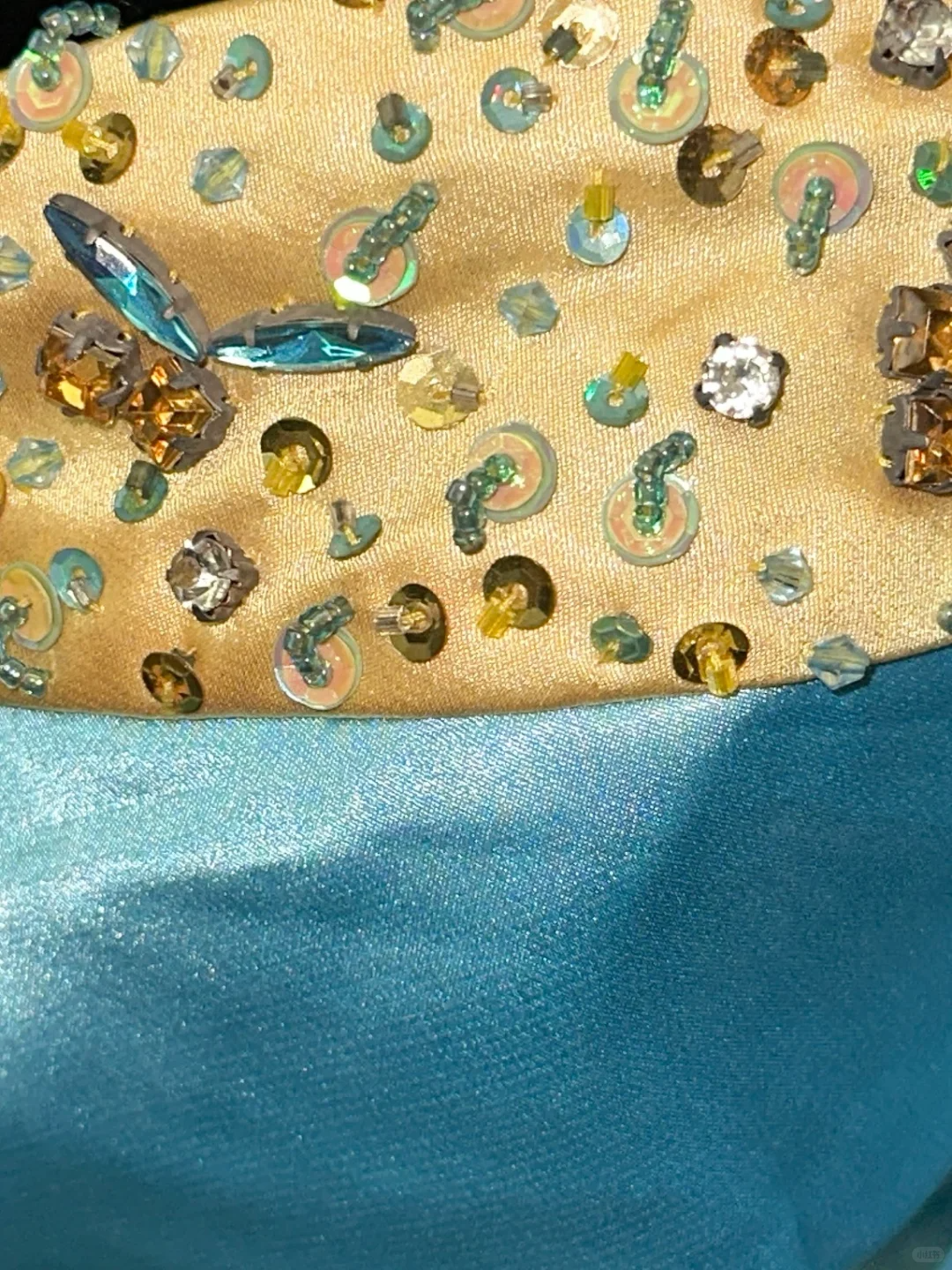 Retro Mermaid Sweetheart Neck Beaded Yellow Blue Satin Prom Dress Evening Dress SH3178