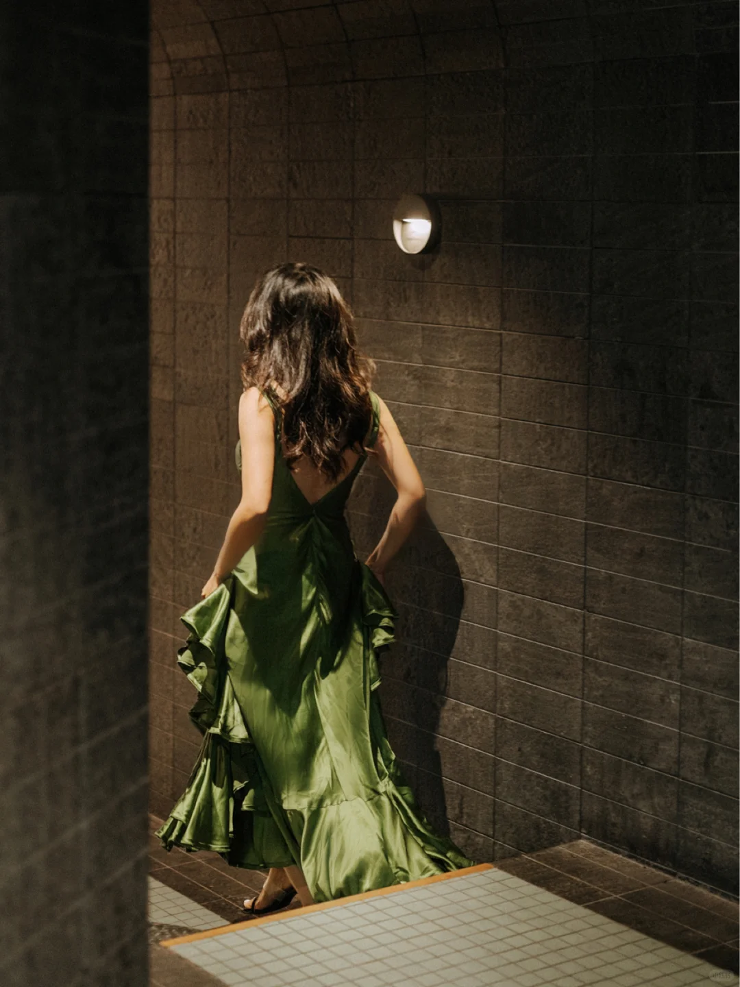 Unique Green A Line Spaghetti Strap Satin Prom Dress Evening Dress SH4208