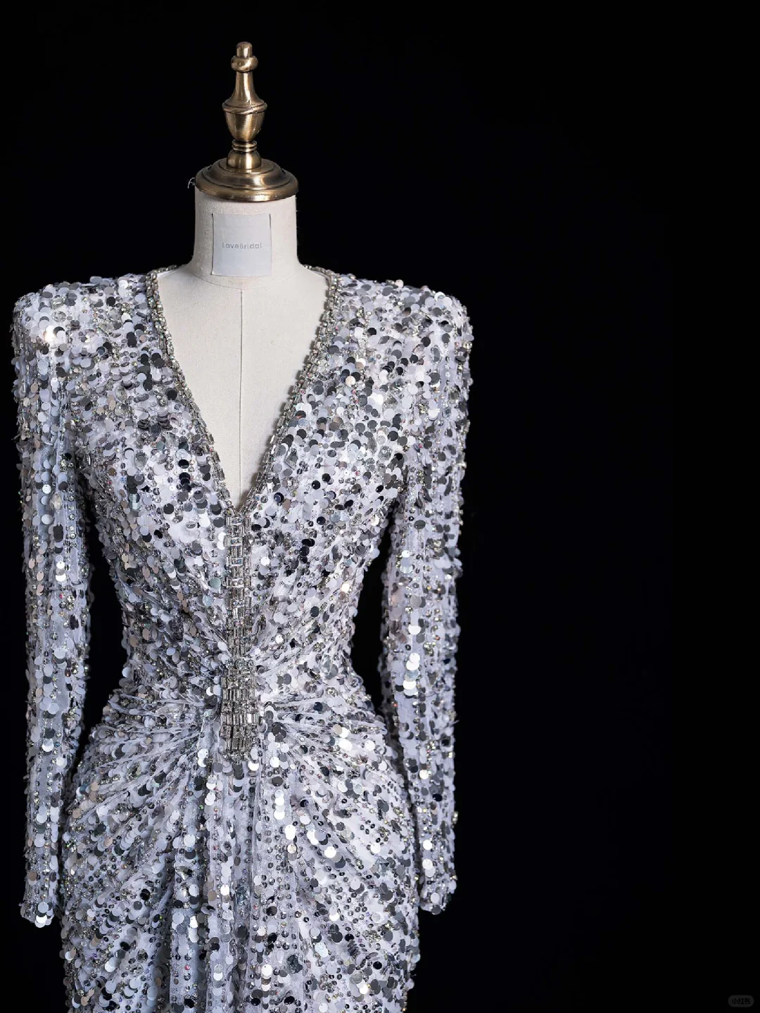 Stunning Sheath V Neck Long Sleeve Sliver Sequin Prom Dress Graduation Prom Dress SH2476