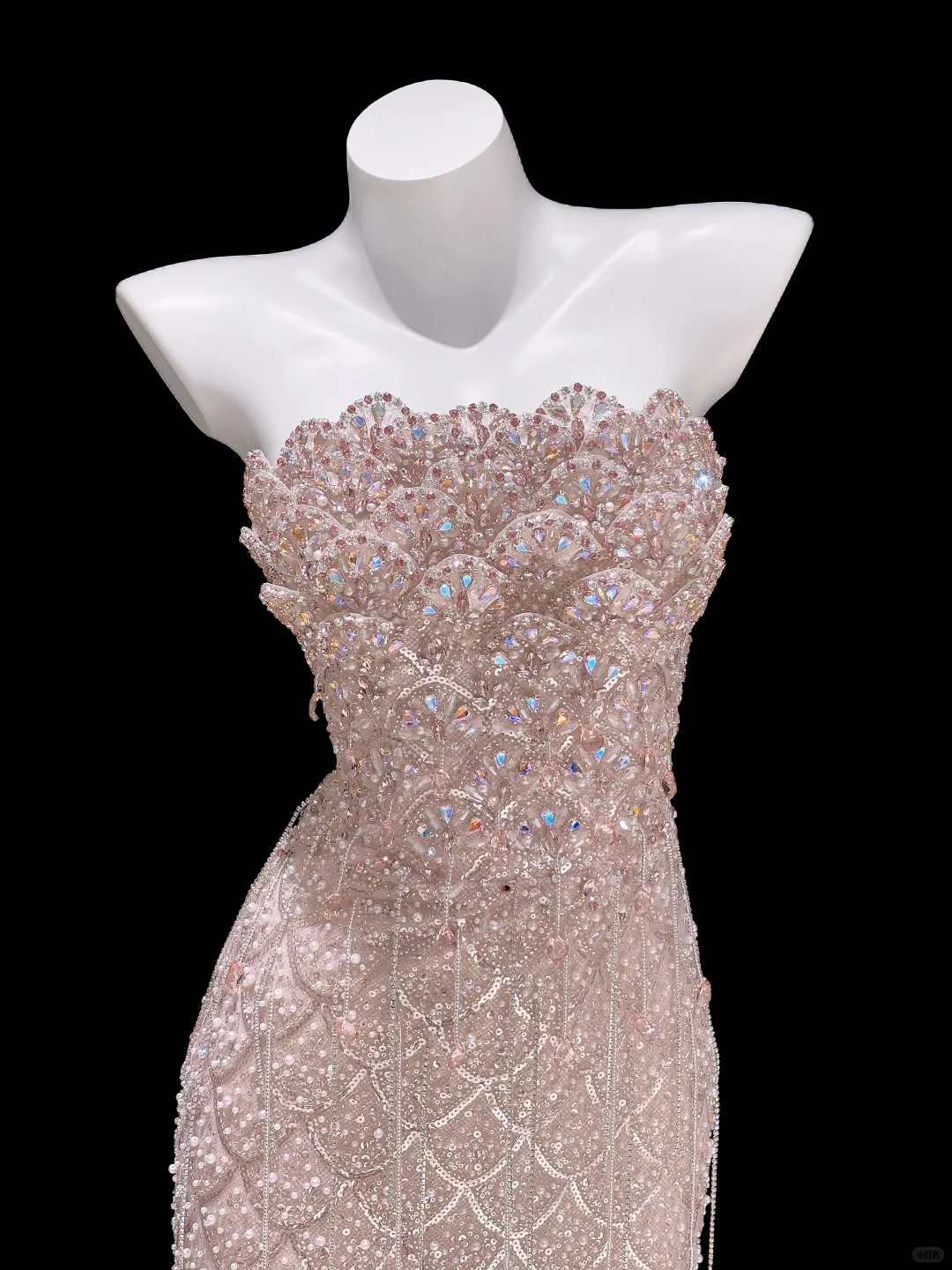 Stunning Light Pink Strapless Mermaid Layered Sequin Long Prom Dress SH5004