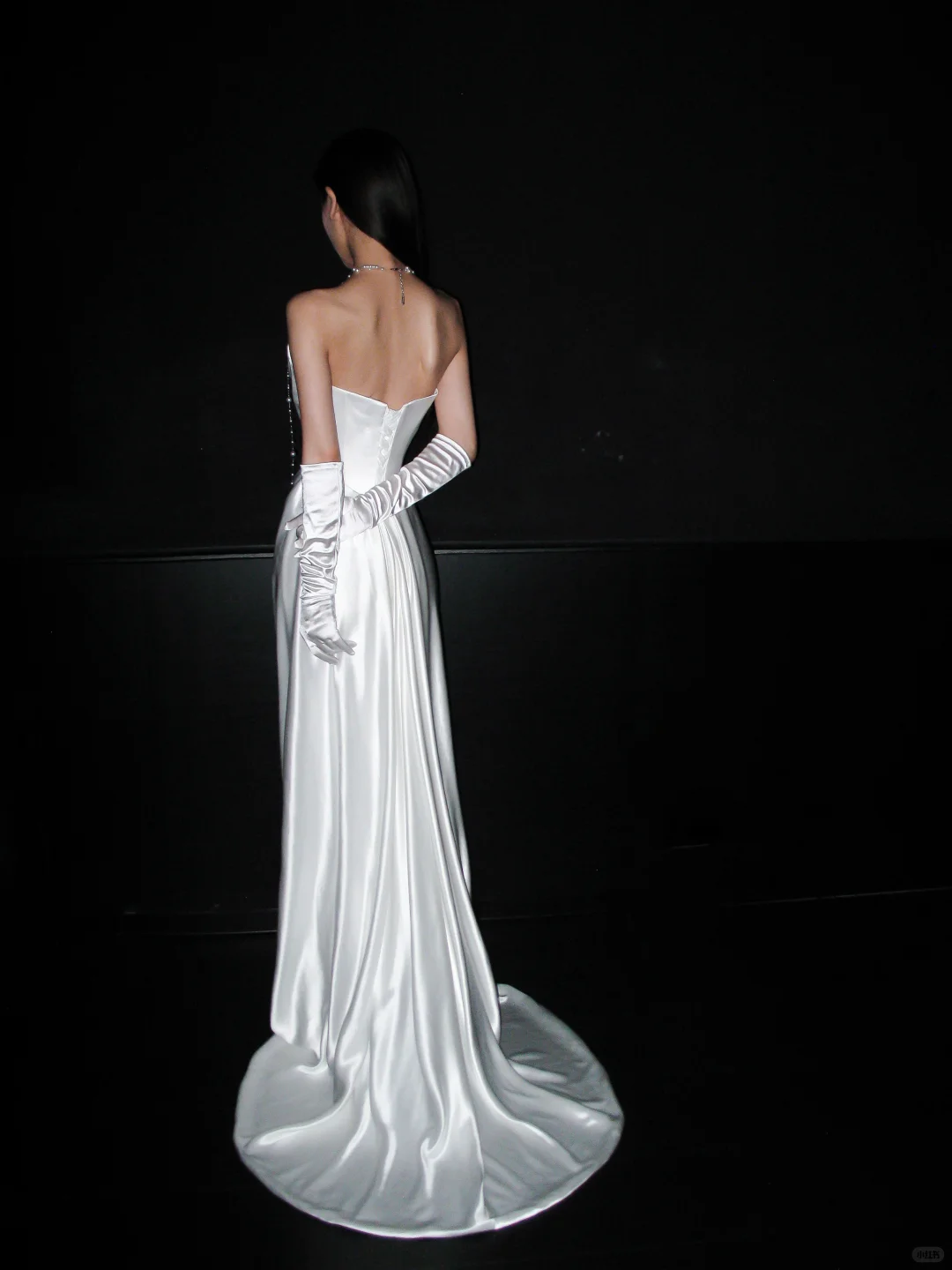 Chic Sheath Strapless White Corset Satin Long Wedding Dress SH8904