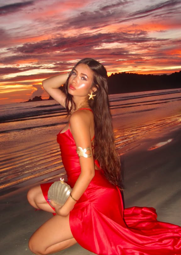Red Mermaid Spaghetti Strap Ruffle Satin Open Back Prom Dress Vacation Dress with Slit SH4477