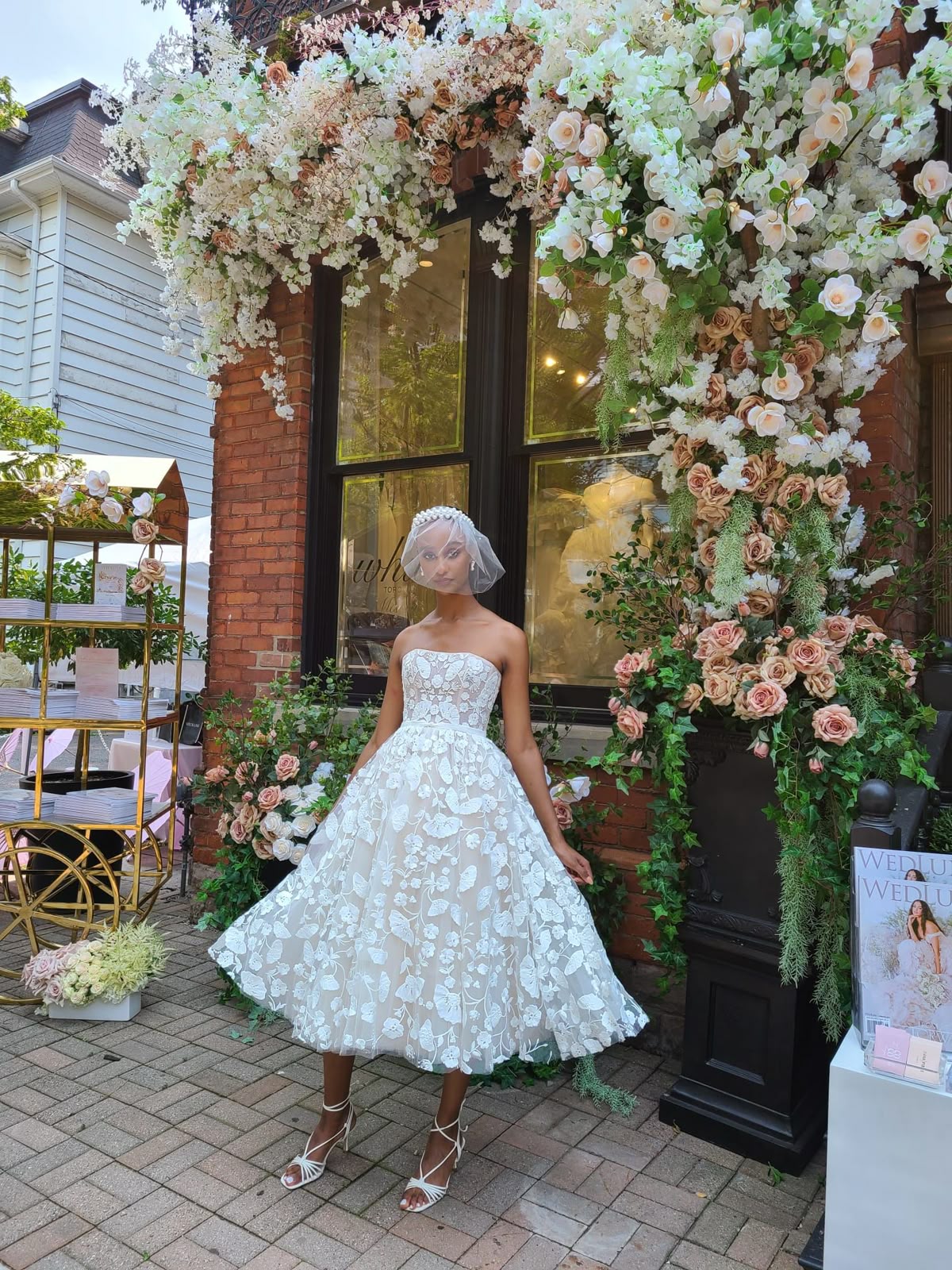 Pretty A Line Strapless White Lace Tulle Prom Dress Wedding Dress SH8500