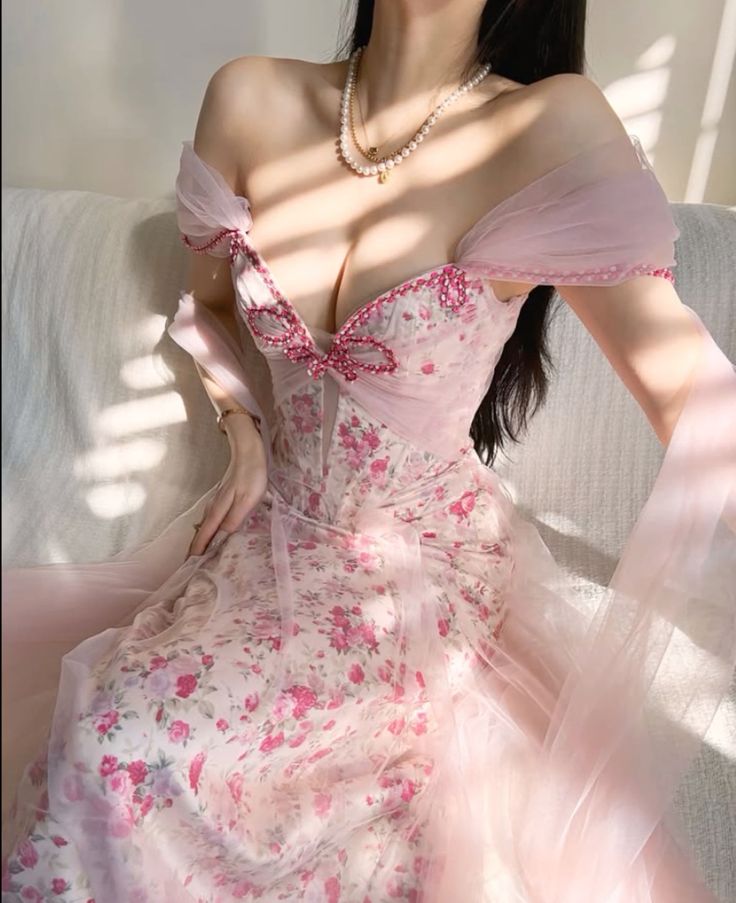 Cute Pink Print Floral A Line Satin Tulle Prom Dress 16th Birthday Dress Wedding Guest Dress SH4283