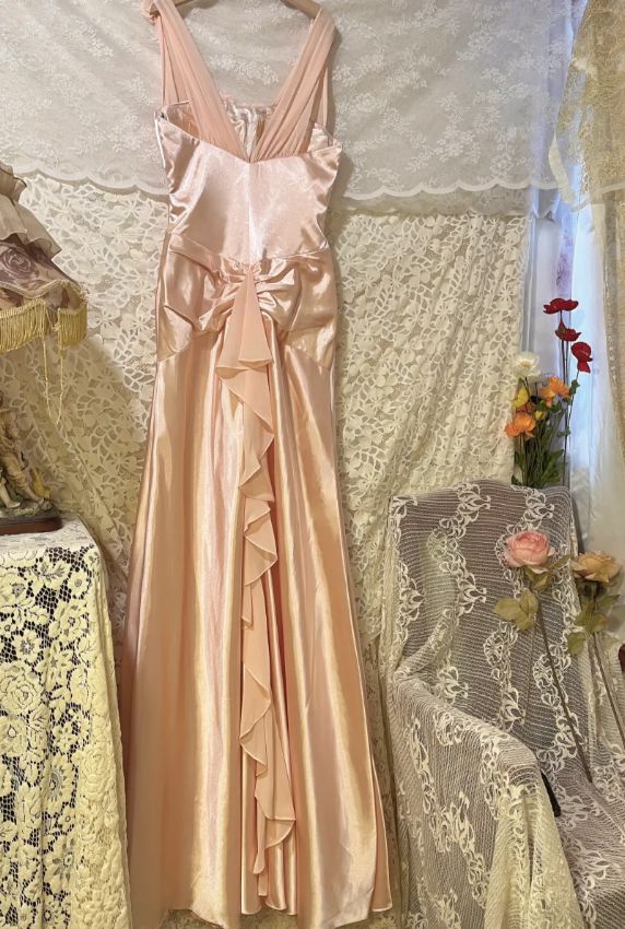 Sweet Pink 3D Rose A Line V Neck Satin Long Prom Dress Date Dress SH3931