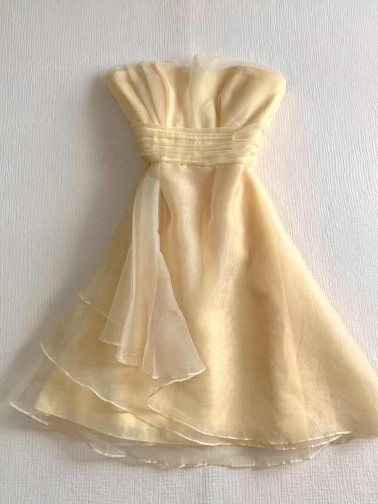 Light Yellow A Line Strapless Layered Organza Mini Homecoming Dress Co shinydress Light Yellow A Line Strapless Layered Organza Mini Homecoming Dress Co shinydress