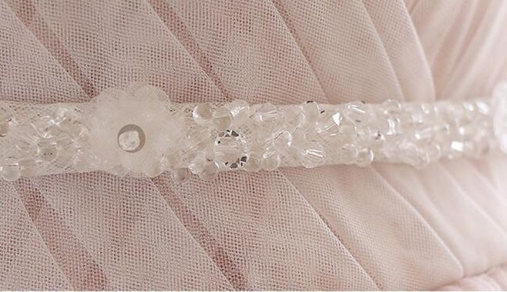 Light Pink A Line Beaded Appliques Tulle Prom Dress Evening Dress SH1625