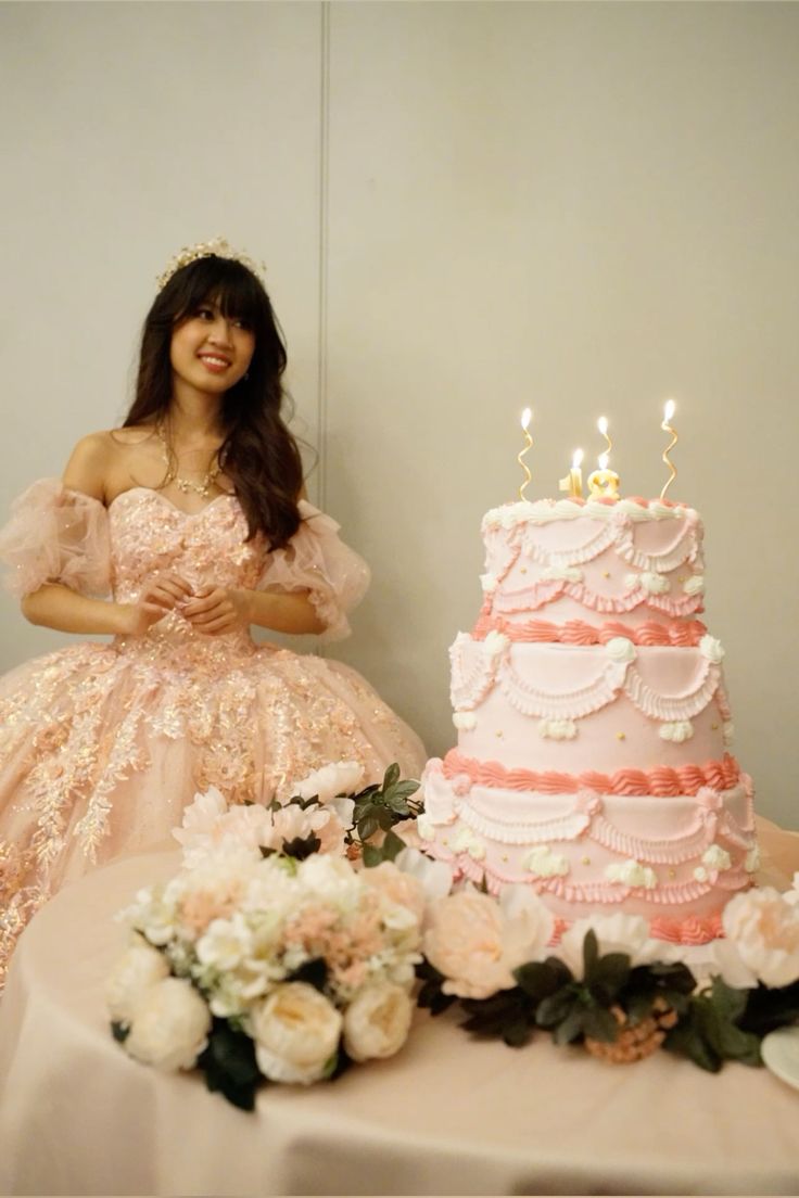 Princess Pink Ball Gown Puff Appliques Sequin Tulle 18th Birthday Dress Prom Dress SH3843