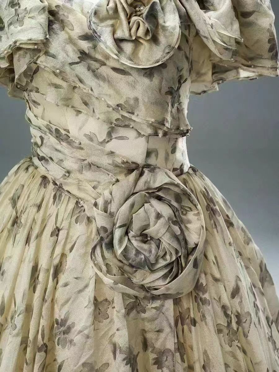 Charming A Line Off the Shoulder Pearl Chiffon Prom Dress Evening Dress Ball Gown SH2136