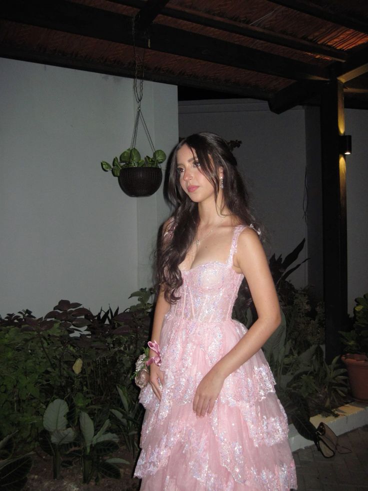 Elegant A Line Off the Shoulder Tiered Sequin Light Pink Tulle Prom Dress Evening Dress SH2385