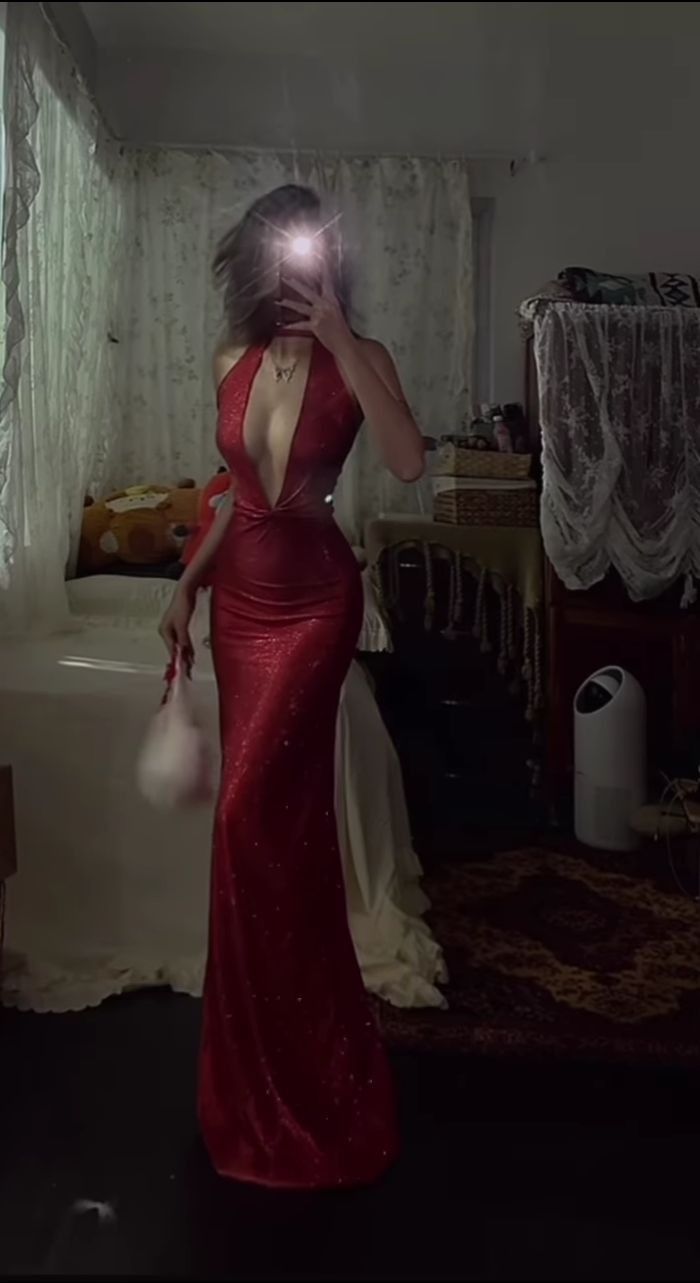 Burgundy Sexy Mermaid V Neck Satin Long Party Dress Prom Dress SH3976