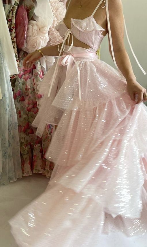 Pretty Pink A Line Spaghetti Straps Sequin Tulle Prom Dress Wedding Guest Dress with Slit SH4294