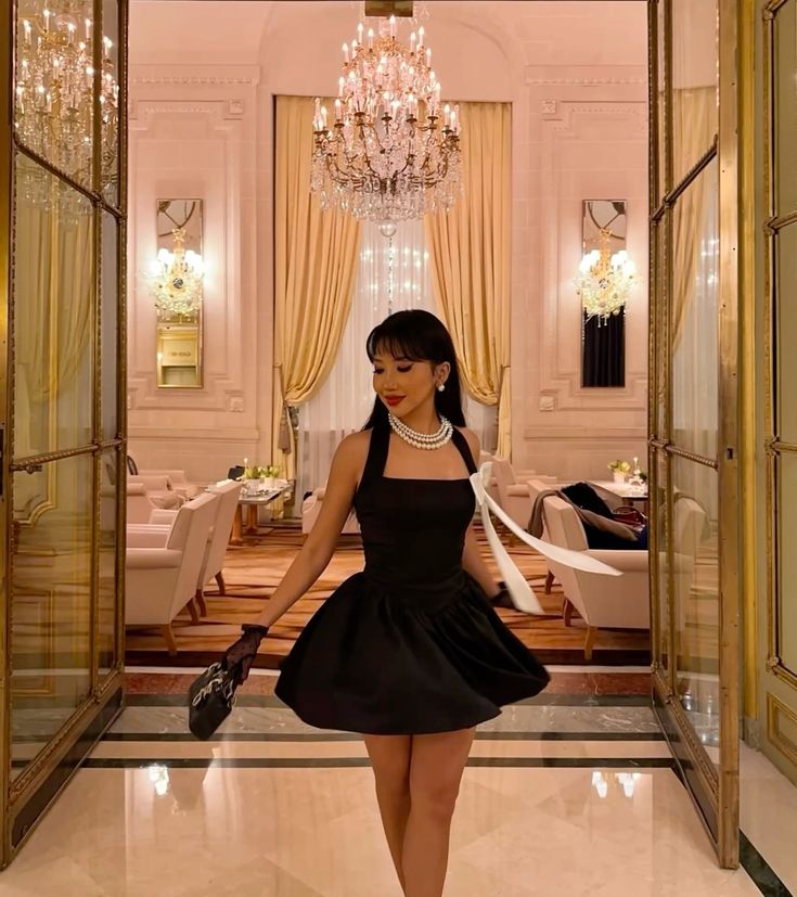Cute White Bow Kont A Line Halter Black Satin Short Prom Dress Homecoming Dress SH8647