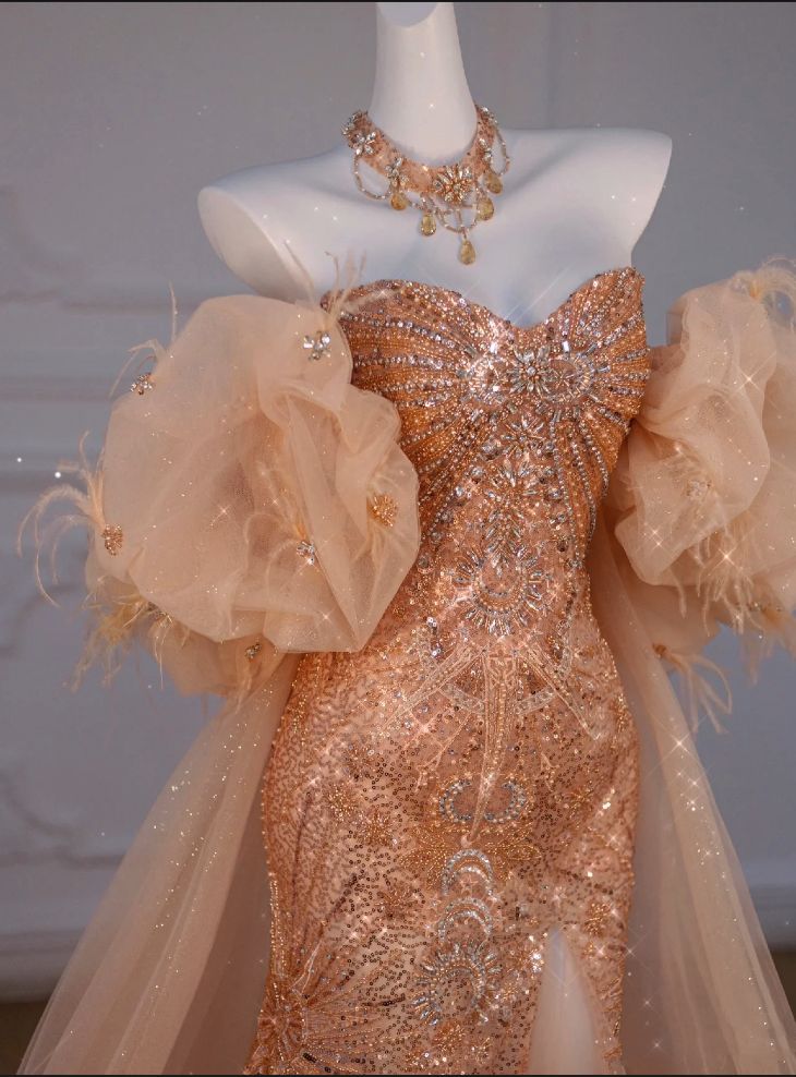 Gorgeous Mermaid Sweetheart Neck Sequin Long Prom Dress Graduation Prom Dress with Slit SH2617