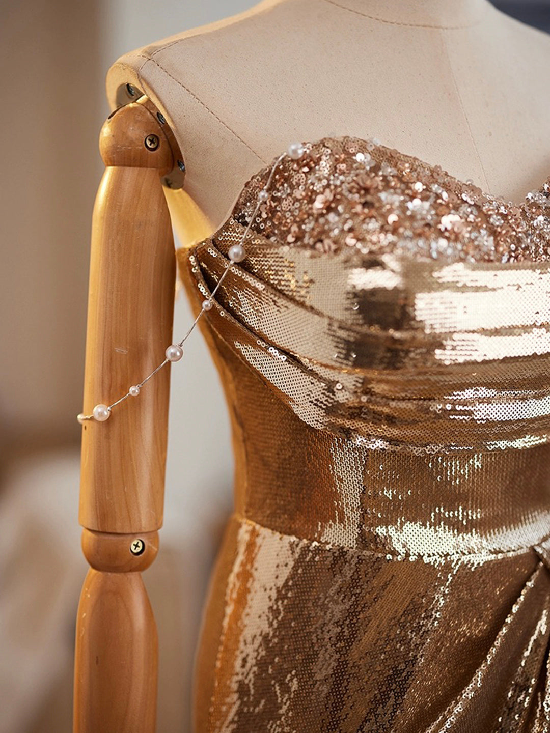 Golden Mermaid Sequins Long Prom Dress Evening Dress SH1619