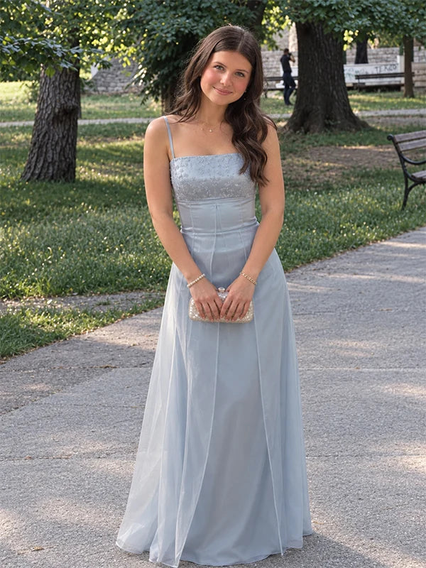 Elegant Pale Blue Square A-line Prom Dress, Evening Dress SH8267