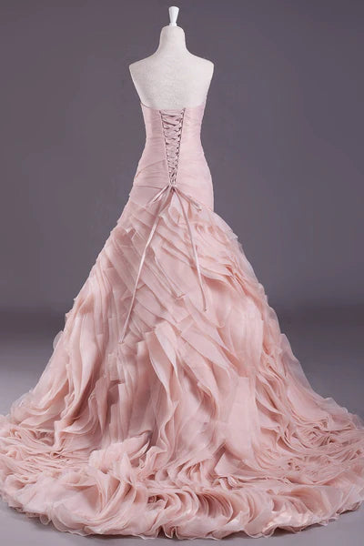 Elegant A Line Sweetheart Neck Tiered Pink Tulle Long Prom Dress Graduation Prom Dress SH2576