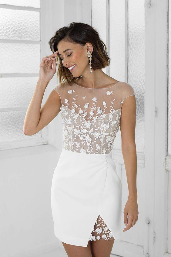 perfect white bridal party dress homecoming dress SA1226