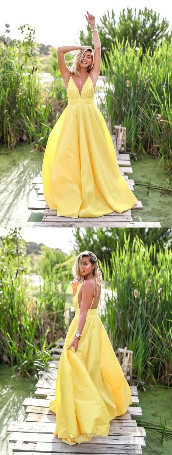 Yellow long prom dress yellow formal dress NN227
