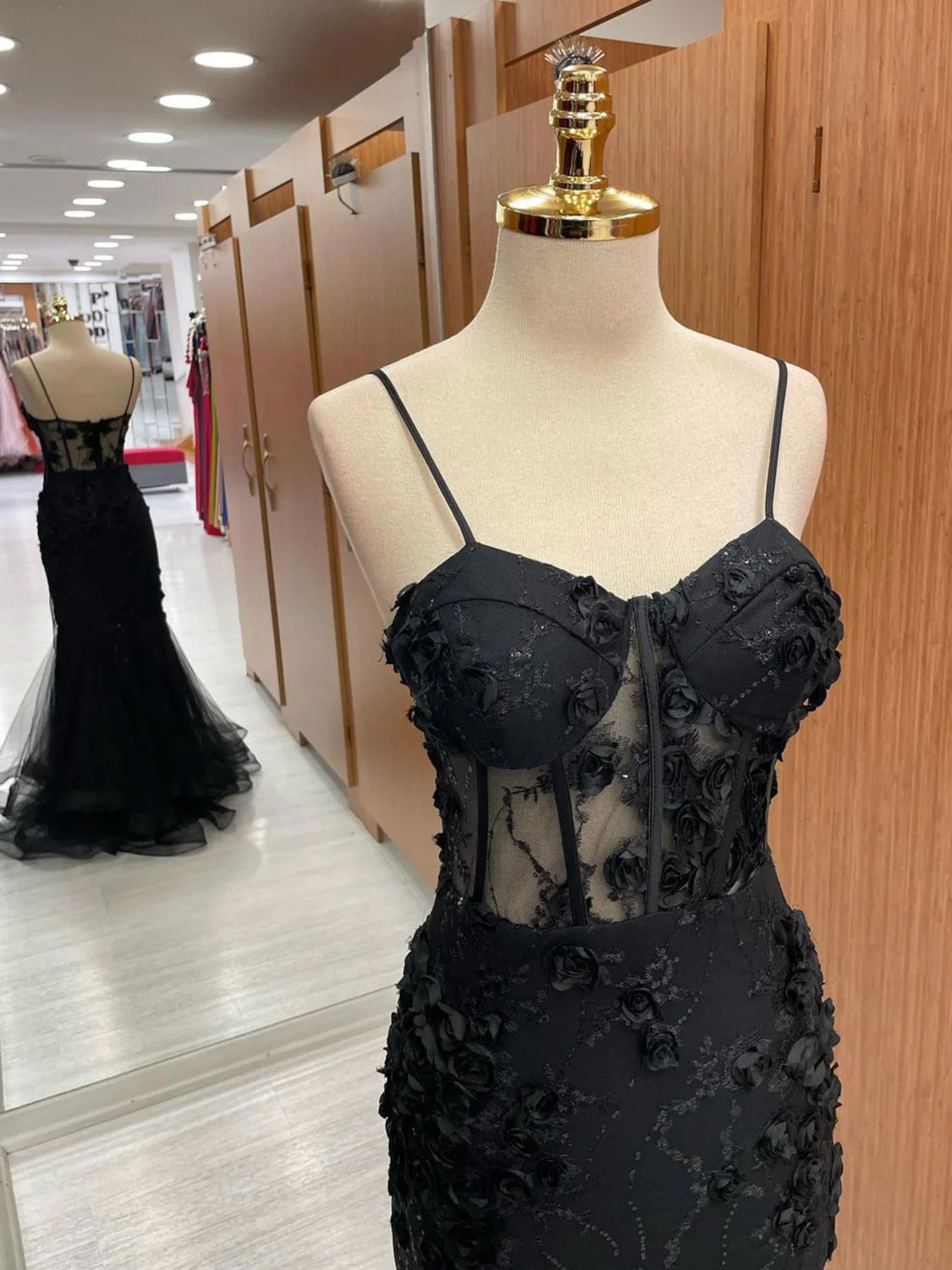 Sexy Black Mermaid Lace Long Prom Dress Evening Dress SH564