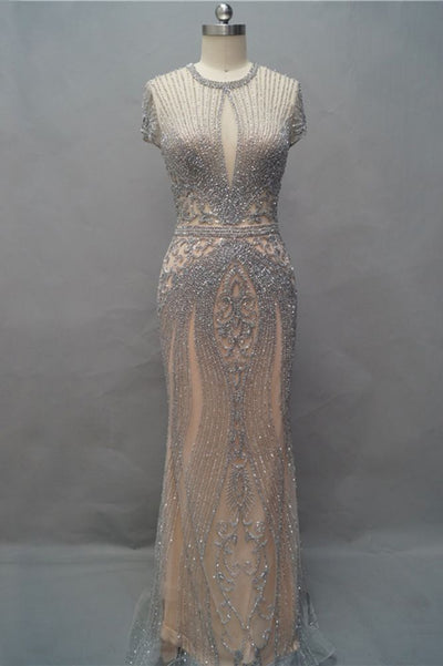 LUXURIOUS MERMAID HALTER RHINESTONES PARTY GOWNS WITH TASSEL EVENING GOWNS PROM DRESS SA80