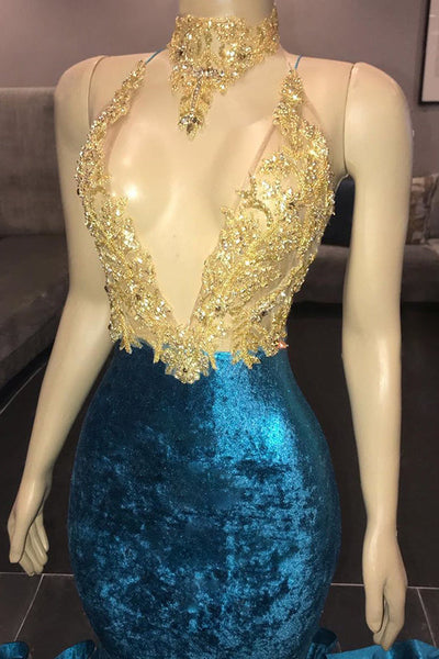 HIGH NECK ILLUSION NECKLINE SLEEVELESS LONG TRAIN APPLIQUES MERMAID PROM DRESS SA117