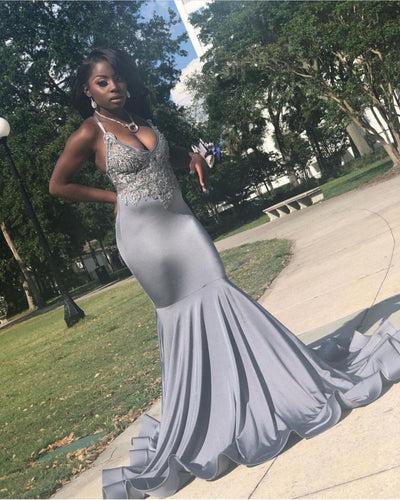 STRETCH SATIN V-NECK EVENING MAXI DRESS SLEEVELESS MERMAID PROM PARTY GOWNS AS03