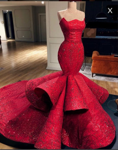 GORGEOUS MERMAID STRAPLESS BEADINGS PROM DRESS SA124