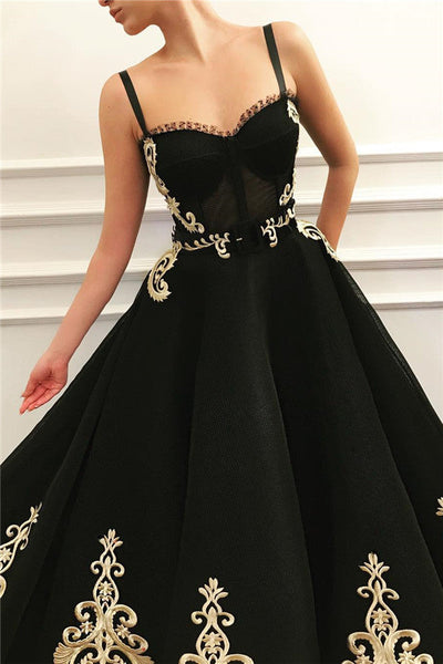 STRAPS SWEETHEART BLACK TULLE PROM GOWNS SAS31