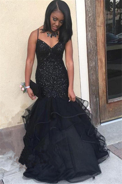 SPARKLING SEQUINS CHIC STRAPS BLACK PROM DRESS SAS39 shinydress SPARKLING SEQUINS CHIC STRAPS BLACK PROM DRESS SAS39 shinydress