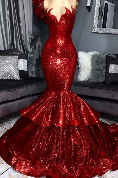 SHINING HOT RED MERMAID PROM DRESS SAS51 – shinydress