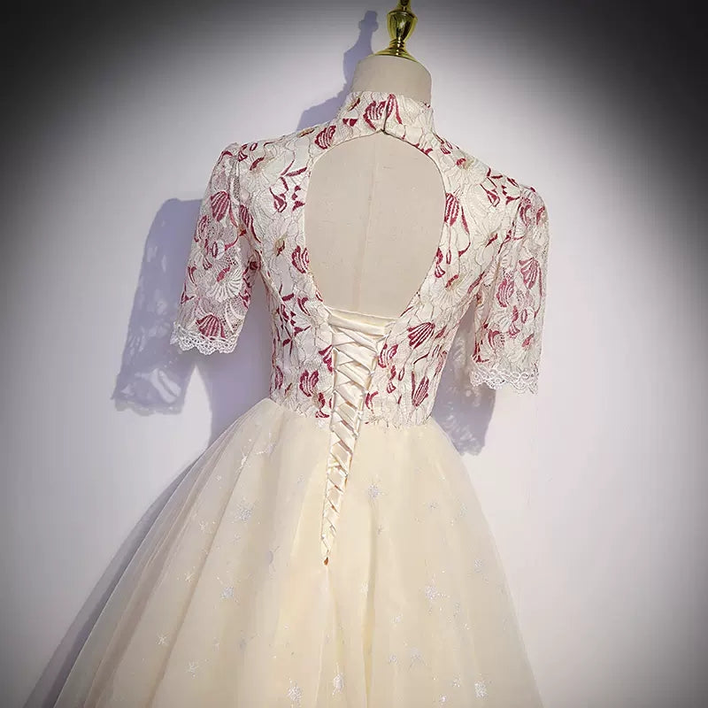 Simple A line Long Tulle Prom Dresses SH230