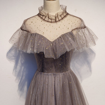 Simple A line Prom Dresses Tulle Evening Dress SH073