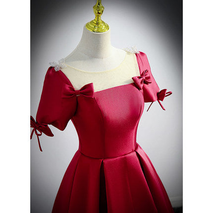 Simple A line Satin Long Prom Dresses SH216