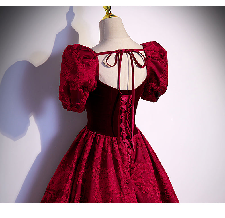 Princess Burgundy Long Prom Dresses SH038