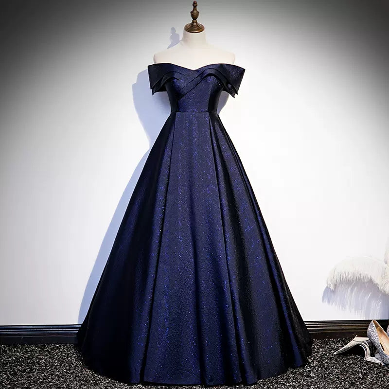 Navy Blue Sequin Prom Dresses Sexy Evening Dress SH085
