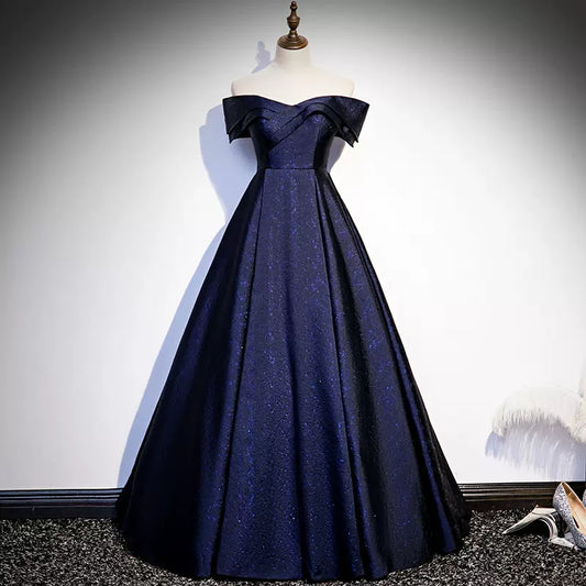 Navy Blue Sequin Prom Dresses Sexy Evening Dress SH085