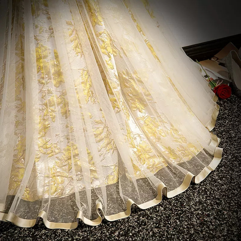 Simple A line Long Tulle Prom Dresses SH233