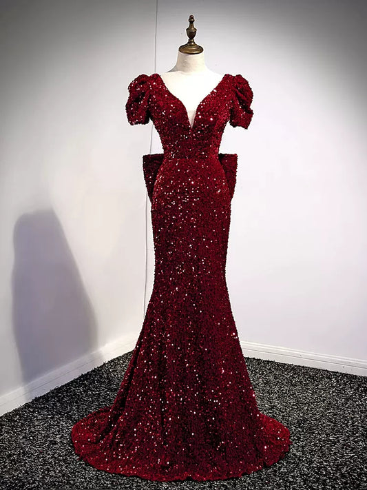Simple Sequin Mermaid Prom Dresses Sexy Evening Dress SH108
