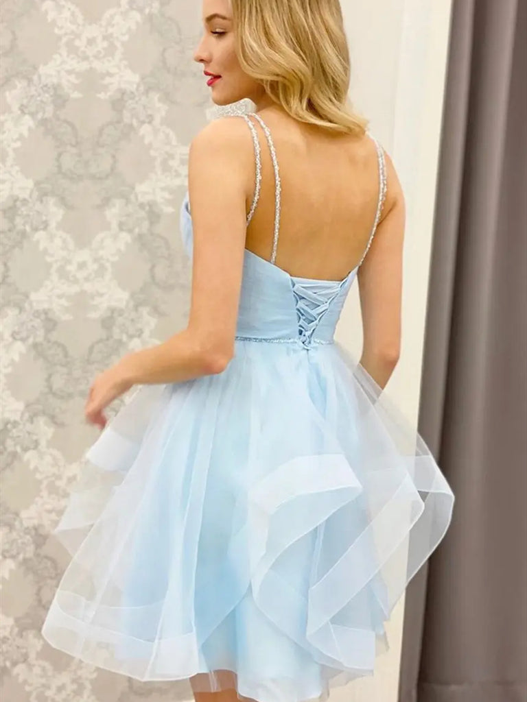 Short Light Sky Blue Formal Homecoming Dresses SH029