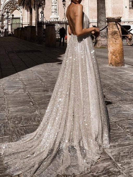 Sexy V-neck Sling DressProm Dress With Long Split SH341