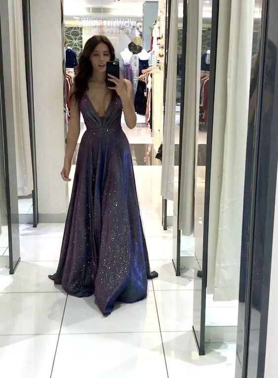 Simple Sequin Long Prom Dress SH430