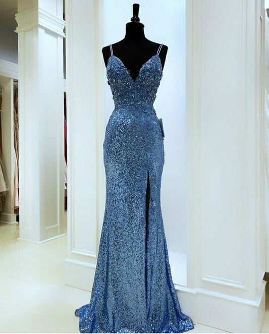 Sexy Glitters Mermaid Long Sequin Prom Dresses Party Dress SH438